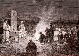 Begrafenisceremonie in Sou-Tcheou, China. 1874 door Oswaldo Tofani