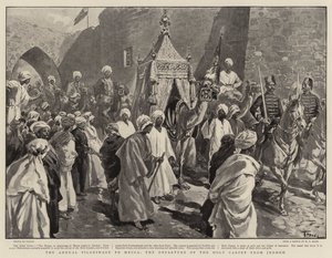 De jaarlijkse pelgrimstocht naar Mekka, het vertrek van het heilige tapijt uit Jeddeh door Oswaldo Tofani