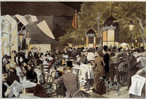 De boulevards op verkiezingsnacht caféterras door Oswaldo Tofani