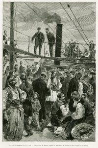 Het dek van het schip. Gravure door Tofani ter illustratie van het verhaal 