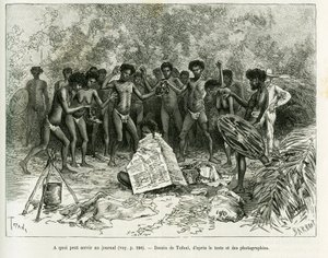 Waar kan een krant voor gebruikt worden? Gravure door Tofani, ter illustratie van het verhaal 