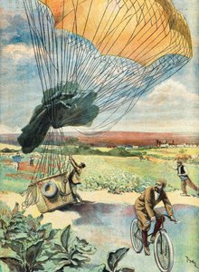 ballonlanding in een open veld door Oswaldo Tofani