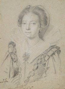 Portret van een Jonge Dame van het Huis van Anjou door Ottavio Leoni