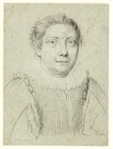 Portret van een vrouw, halflang naar rechts gedraaid