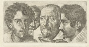 Portret van Cosimo Orsino, Cesare Bartolotti, Sigmund Laire en een zelfportret van Ottavio Leoni door Ottavio Mario Leoni