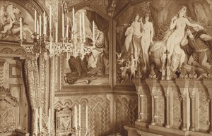 Beiers koningskasteel Neuschwanstein, studeerkamer, afbeeldingen van de Tannhäuser-legende