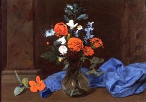 Stilleven van Bloemen in een Glazen Vaas