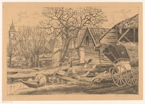 Dorp aan het water door Otto Hanrath (signed by artist)