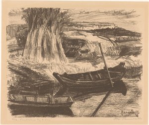 Landschap bij Amsterdam door Otto Hanrath (signed by artist)