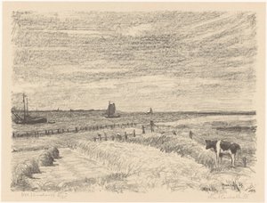 Nes (Ameland) door Otto Hanrath (signed by artist)