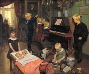 Een concert: de kinderen van de kunstenaar en hun speelkameraadjes door Otto Haslund
