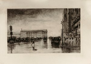 Regenachtige dag, Michigan Avenue door Otto J. Schneider