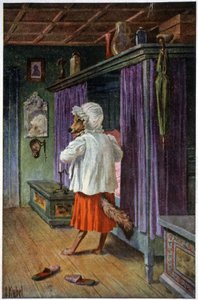 De wolf vermomt zich als grootmoeder, c.1910 door Otto Kubel