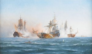 HMS Wachtmeister vecht tegen het Russische squadron op 4 juni 1719