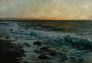 Zonsondergang bij de oceaan door Otto Ludvig Sinding