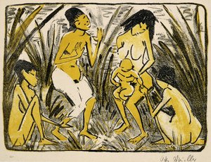 De ontdekking van Mozes, 1920 door Otto Mueller