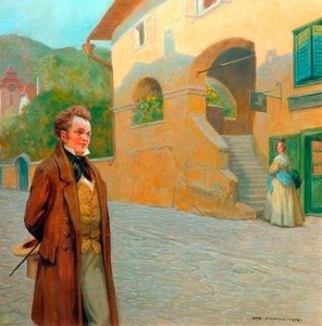 Schubert op wandeling door een Neder-Oostenrijks dorp door Otto Robert Nowak