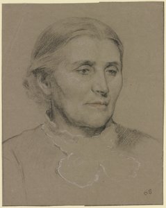 Portret van een oudere dame naar rechts gewend door Otto Scholderer