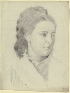 Portret van een jonge vrouw in driekwartaanzicht door Otto Scholderer