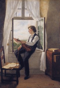 De violist bij het raam door Otto Scholderer