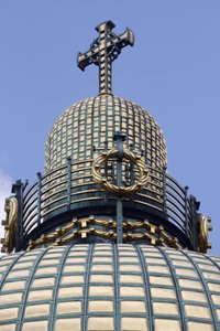 Am Steinhof (De kerk van St Leopold) - kerkkoepel, Wenen, Oostenrijk door Otto Wagner