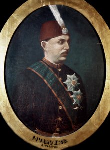 Ottomaanse Rijk: Portret van Sultan Mehmed Murad V (1840-1910) Schilderij. 1876. Topkapi Sarayi Istanboel Bibliotheek door Ottoman School