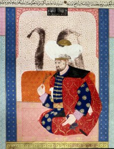 Ottomaanse Rijk: portret van Bayazid I (Bajazet I) (circa 1354-1403) bekend als Yildirim (Bliksem). Miniatuur uit het manuscript (Ms. 1973, folio 62a) 