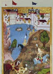 Ottomaanse Rijk: voorstelling van Sultan Soliman (Suleyman) I de prachtige (1520-1566) en zijn leger dat de stad Belgrado aanvalt