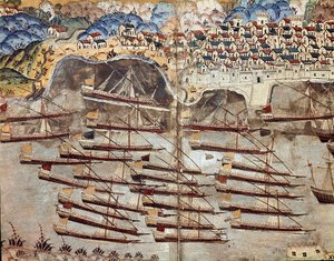 Ottomaanse Rijk: voorstelling van de vloot van Barberossa door Ottoman School