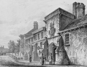 College Gate en Wardens Lodge Winchester, ca. 1830 door Owen Brown Carter