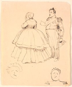 Karikatuur van Frederik VII en Gravin Danner; onderaan Christian VIII door P.C. Skovgaard