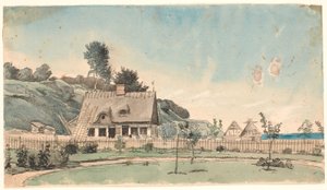 Kustlandschap met rieten huizen