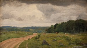Landschap bij Kongens Møller, Sealand. Middaglicht door P.C. Skovgaard