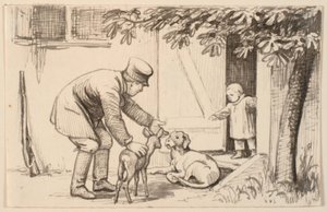 De man, het kind en de hond