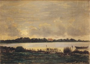 Uitzicht over Præstø Fjord richting het landhuis van Nysø