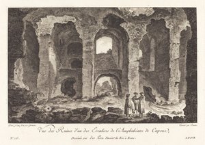 Uitzicht op de ruïnes van een van de trappen van het amfitheater van Capua