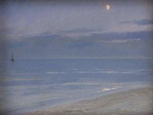 Strand van Skagen bij Maanlicht