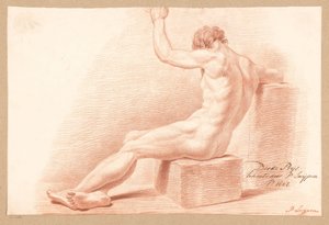 Zittend mannelijk naakt, op de rug gezien (3e prijs 1807) door P. Luypen