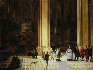 Interieur van de Kathedraal van Antwerpen bij Nacht, midden 17e eeuw door P. the Elder & P. the Younger (1620 75) Neeffs