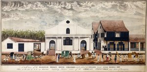 Een zuidelijk uitzicht op het Wesleyan Mission House, Colombo op het eiland Ceylon, opgericht Anno Domini 1816, ca. 1816