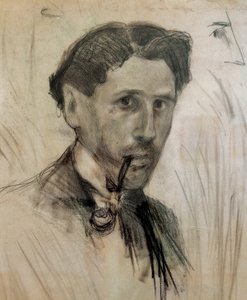 Zelfportret met een Pijp. Houtskooltekening door Pablo Gargallo (1881-1934). 1901