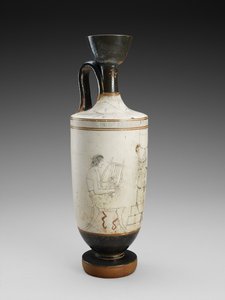 Schouder Lekythos met polychrome schildering van een begrafenisscène door Painter Houston