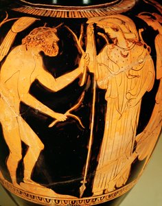 Odysseus en Athena bij de ontmoeting met Nausicaa ... door Painter Nausicaa