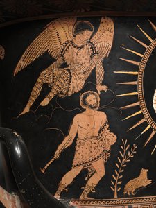 Detail van een Lucanische Calyx-Krater, ca. 400 v.Chr. (keramiek)
