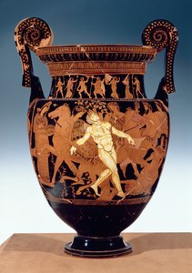 Attische roodfigurige volutekrater die de dood van de bronzen reus Talos afbeeldt door Painter Talos