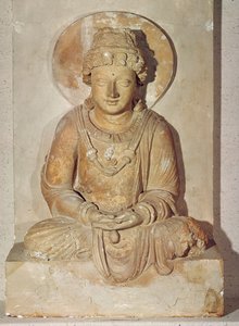 Boeddha zittend in meditatie, uit Ganhara, Grieks-Boeddhistische stijl, 1e-4e eeuw