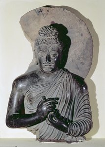 Buste van een predikende Boeddha, Grieks-Boeddhistische stijl, 1e-4e eeuw