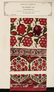 Katoenen bedekmonster uit Shikarpore in Sind, uit The Collection of the Textile Manufacturers of India, door John Forbes Watson, gepubliceerd in 1866 door Pakistani School