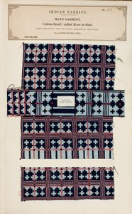 Katoenen sjaalmonster uit Nurrapore in Sind, uit The Collection of the Textile Manufacturers of India, door John Forbes Watson, gepubliceerd in 1866 door Pakistani School