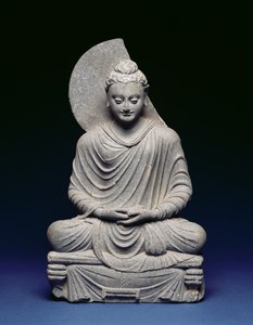 Zittende Boeddha, Gandhara, 1e-3e eeuw na Christus
